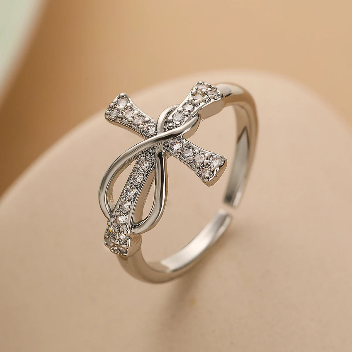 Δαχτυλίδι Χριστιανικός Σταυρός με Ζιργκόν για Γυναίκες από ασήμι