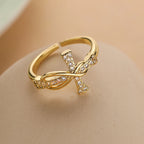 Δαχτυλίδι Χριστιανικός Σταυρός με Ζιργκόν για Γυναίκες από χρυσό