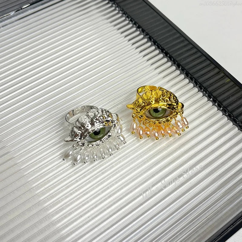 Δαχτυλίδι Προστασίας με Μπλε Μάτι και Χρυσές Χάντρες