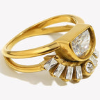Bague demi-cercle soleil doré
