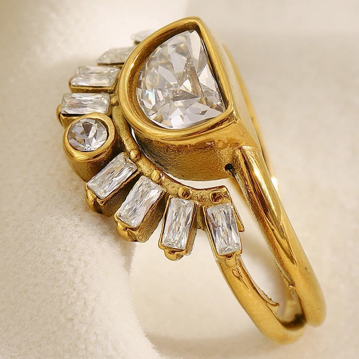 Bague demi-cercle soleil doré