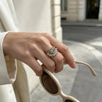 Bague demi-cercle soleil doré
