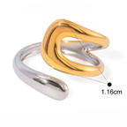 Δαχτυλίδι σε Χρυσό και Ασημί, Δαχτυλίδι με Κοιλωμένη Σταγόνα Νερού