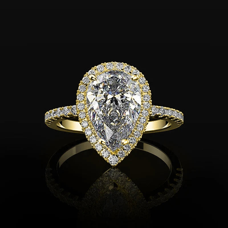 Δαχτυλίδι από ζιργκόν σε σχήμα σταγόνας νερού χρυσό