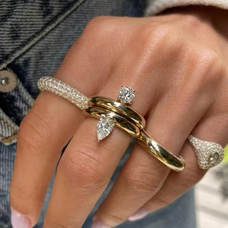 Δαχτυλίδι Λεπτό Δάκρυ Νερού με Μαργαριτάρι από ζιρκόνιο 1