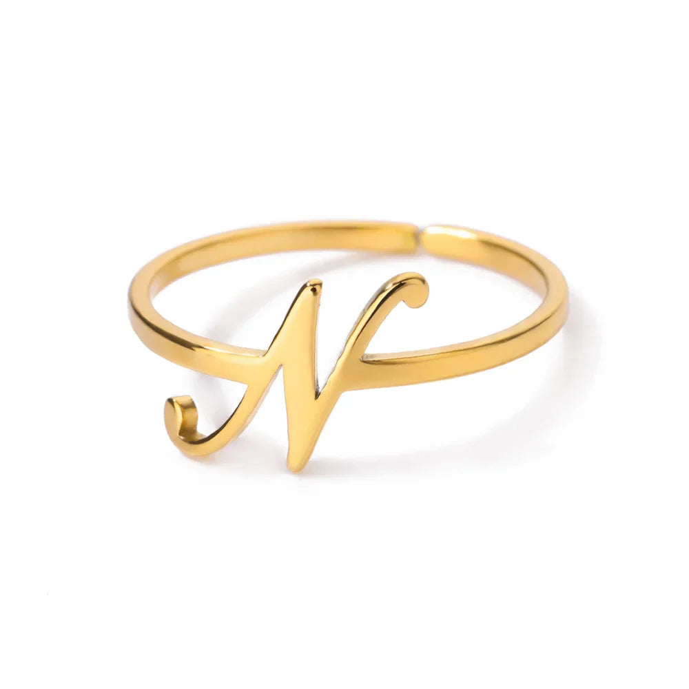 Λεπτό εξατομικευμένο δαχτυλίδι με αρχικό n