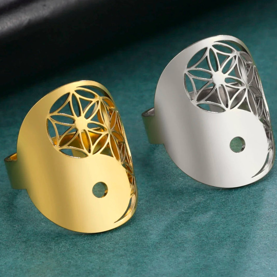 Δαχτυλίδι Γεωμετρικό Yin Yang χρυσό