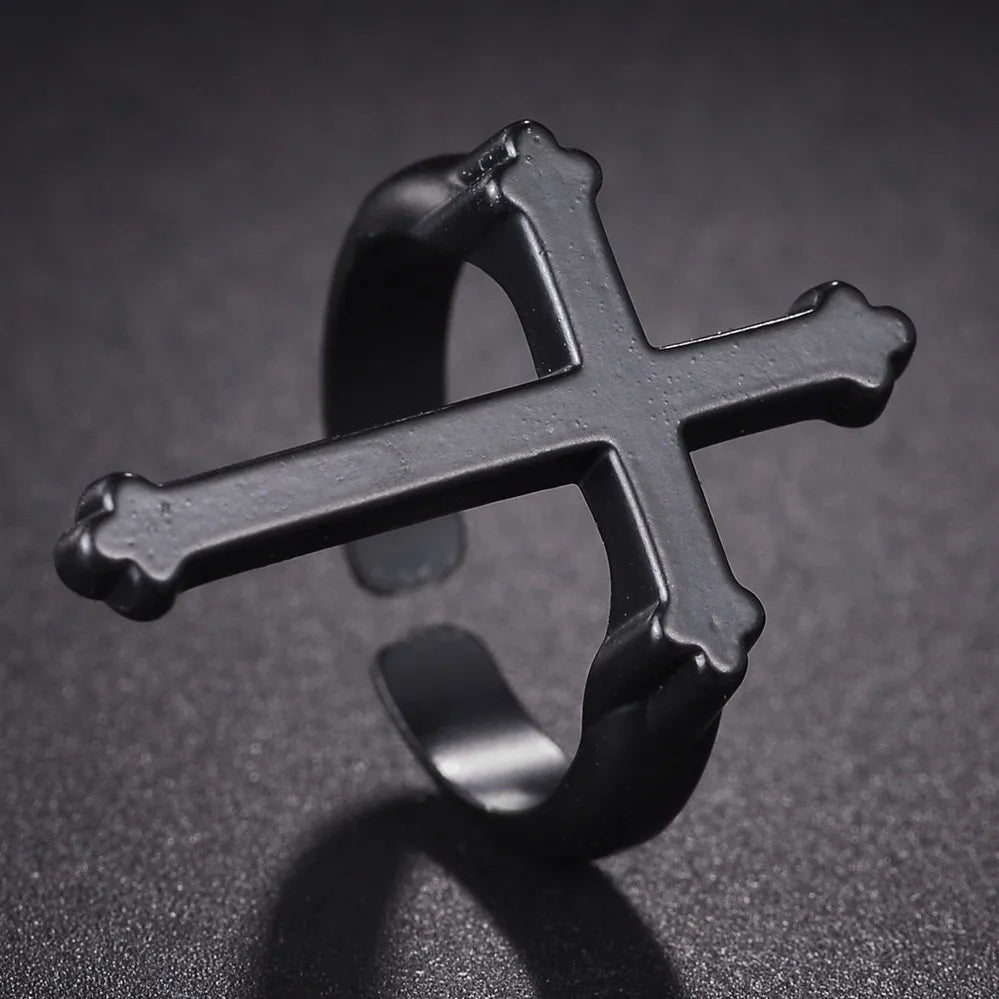 Δαχτυλίδι Ανδρικό Δαχτυλίδι Ιππότη με Χριστιανικό Σταυρό μαύρο