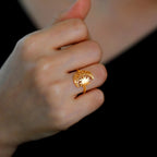 Δαχτυλίδι Φεγγάρι και Ήλιος χρυσό