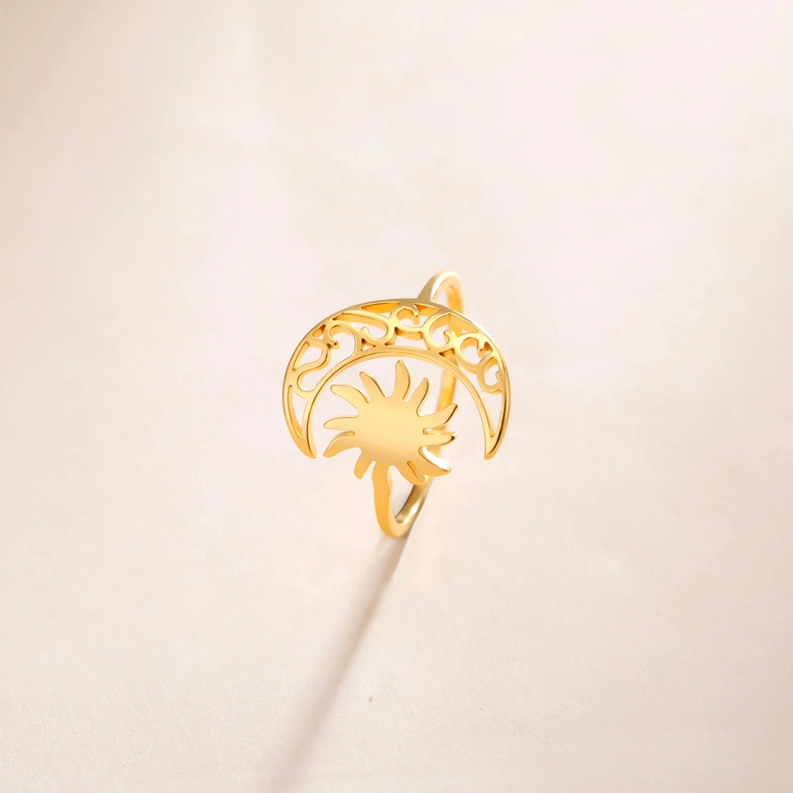 Δαχτυλίδι Φεγγάρι και Ήλιος χρυσό