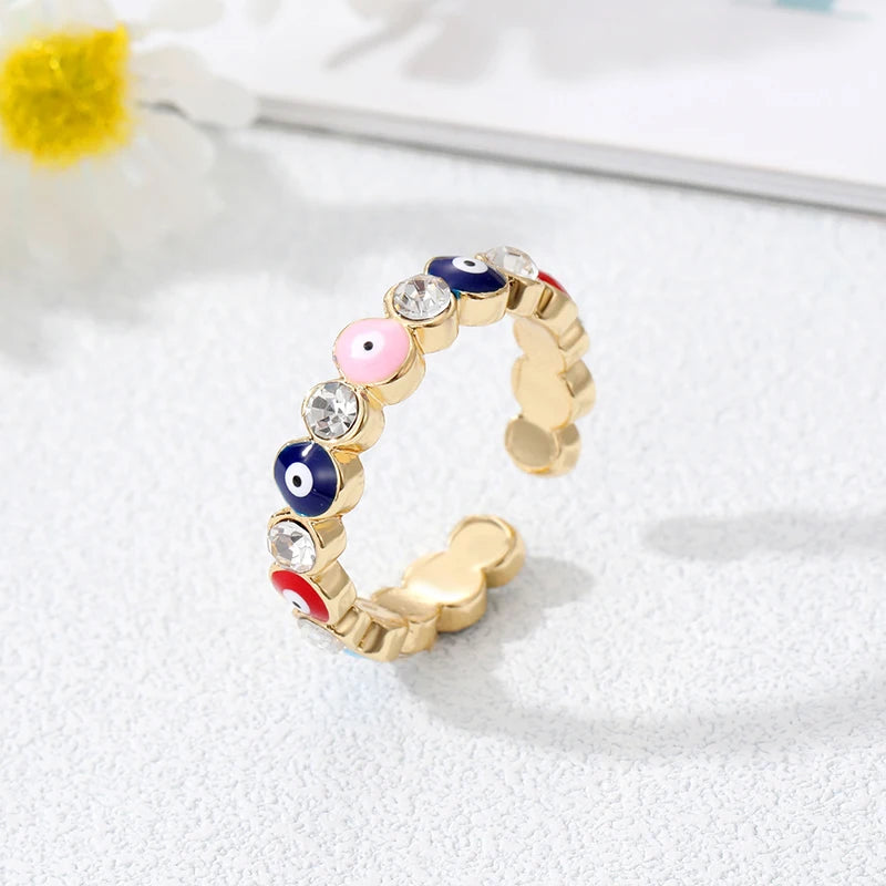 Δαχτυλίδι Κακό Μάτι Μπλε Τουρκικού Στυλ Μποέμ πολύχρωμο