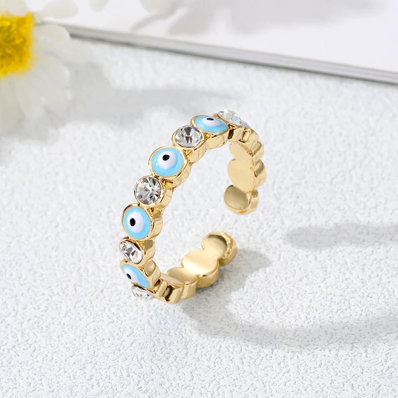 Δαχτυλίδι Κακό Μάτι Μπλε Τουρκικού Στυλ Μποέμ τιρκουάζ