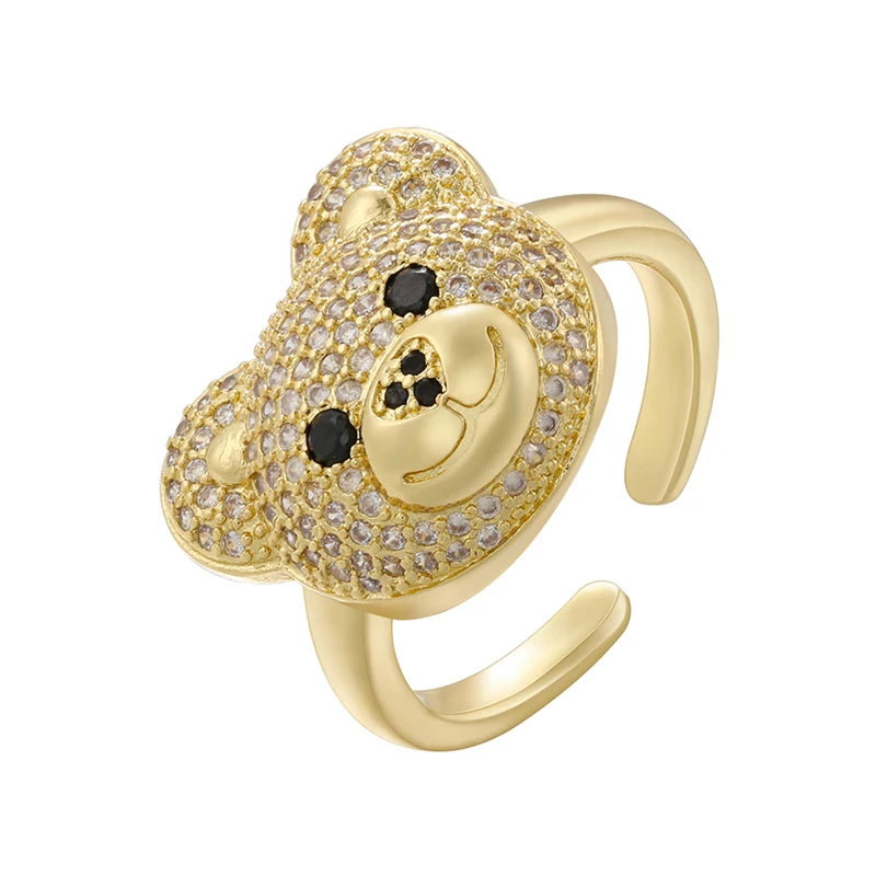 Bague Ours Pierre Or Et Blanc