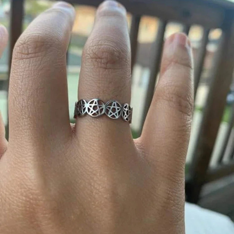Δαχτυλίδι Πεντάλφα Μαγεία Γυναικείο Δαχτυλίδι Wiccan ασημί