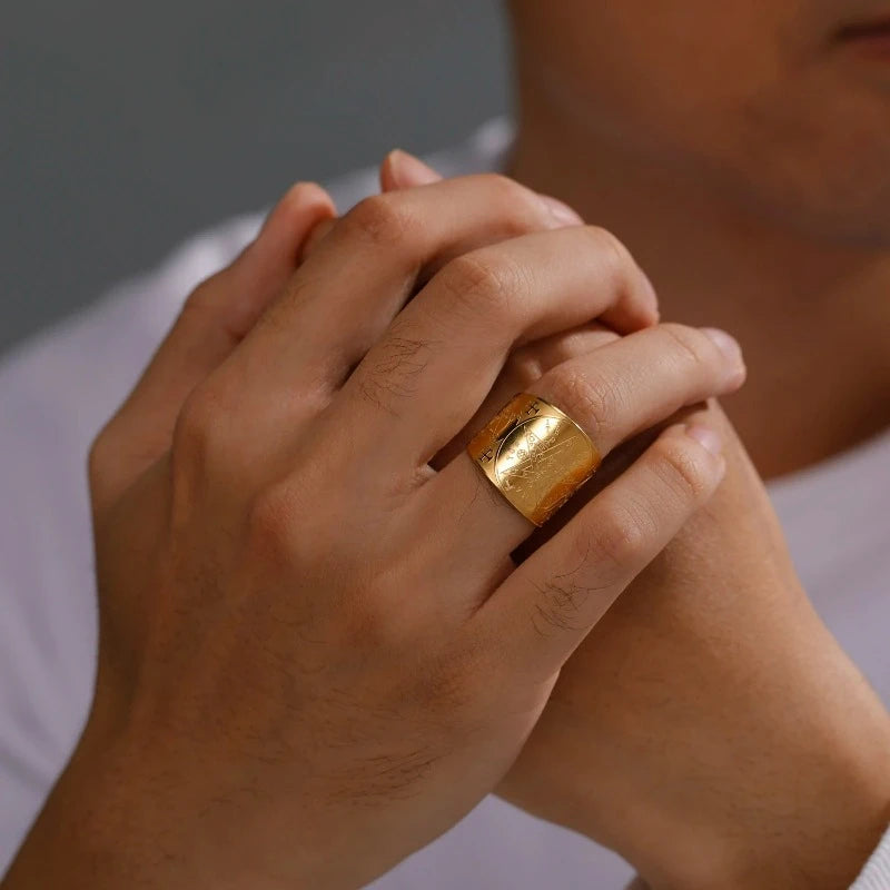 Δαχτυλίδι Πεντάγραμμο Τετραγράμματο Μαγεία Μαγγανεία χρυσό