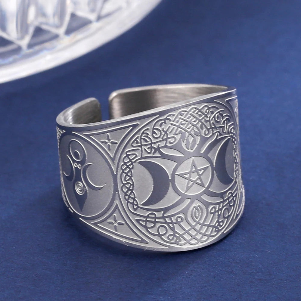 Bague Pentagrame Tetragramme Witchcraft Sorcellerie argent