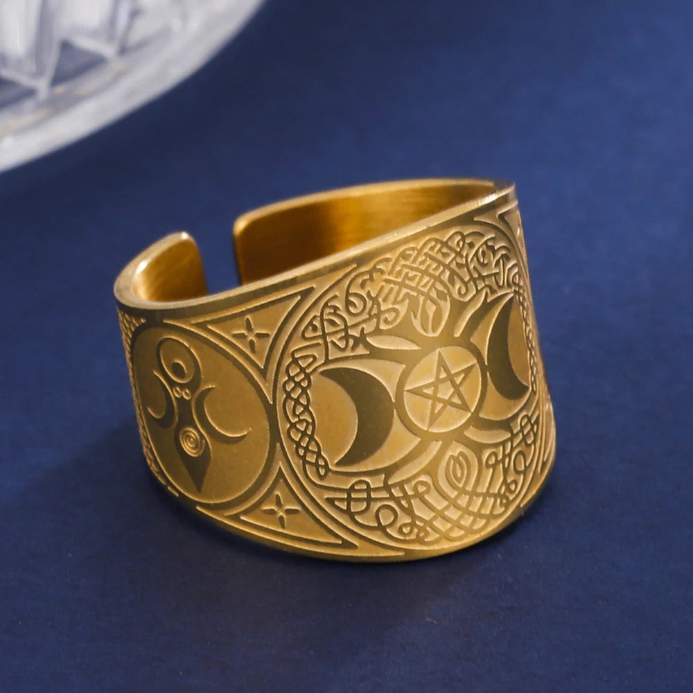 Δαχτυλίδι Πεντάγραμμο Τετραγράμματο Μαγεία Μαγγανεία χρυσό