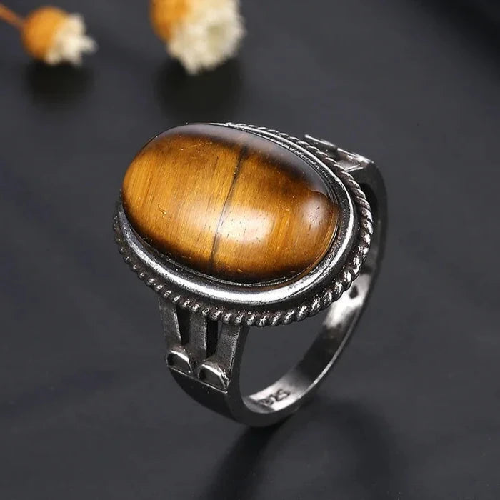 Δαχτυλίδι με πέτρα Μάτι της Τίγρης για γυναίκες