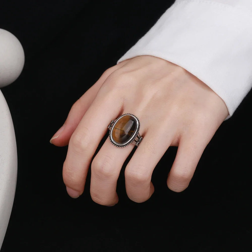 Δαχτυλίδι με πέτρα Μάτι της Τίγρης για γυναίκες