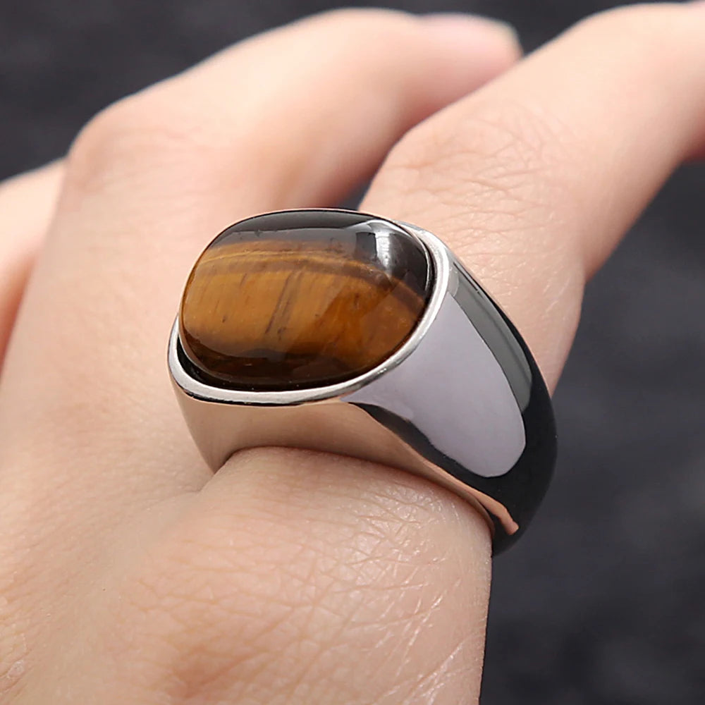 Bague Pierre Oeil de Tigre Homme Femme argent