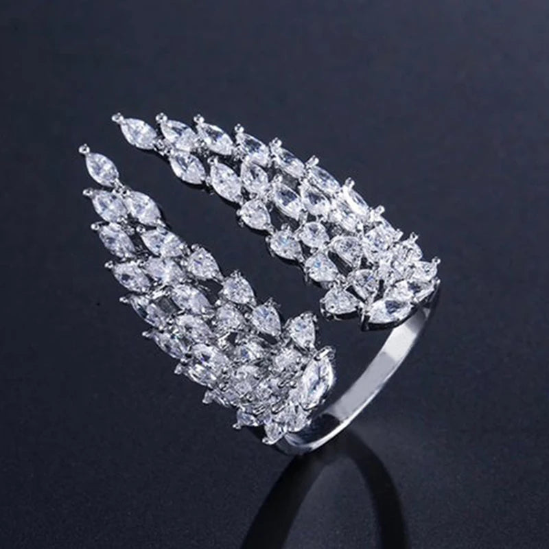 Bague Plume en Zircon argent