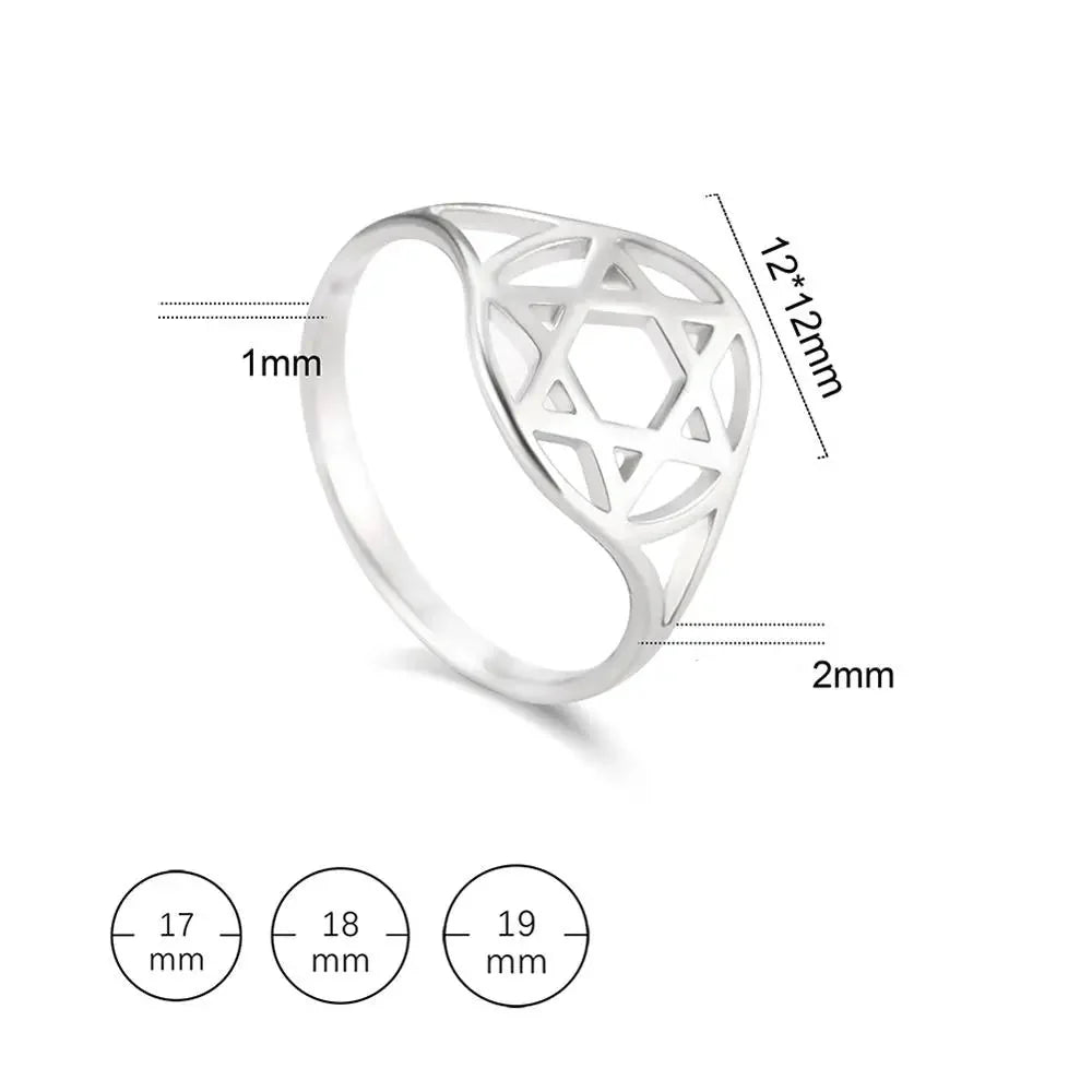 Δαχτυλίδι για γυναίκες κοίλο με το <span data-glossary-id="étoile de David">άστρο του Δαβίδ</span> σύμβολο εβραϊκό ασήμι