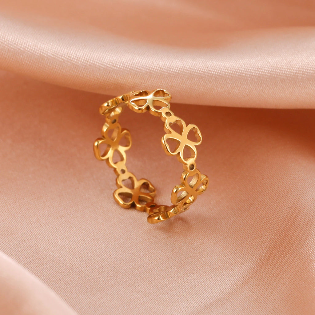 Δαχτυλίδι Ρετρό με Τετράφυλλα Τριφύλλια για Γυναίκες χρυσό