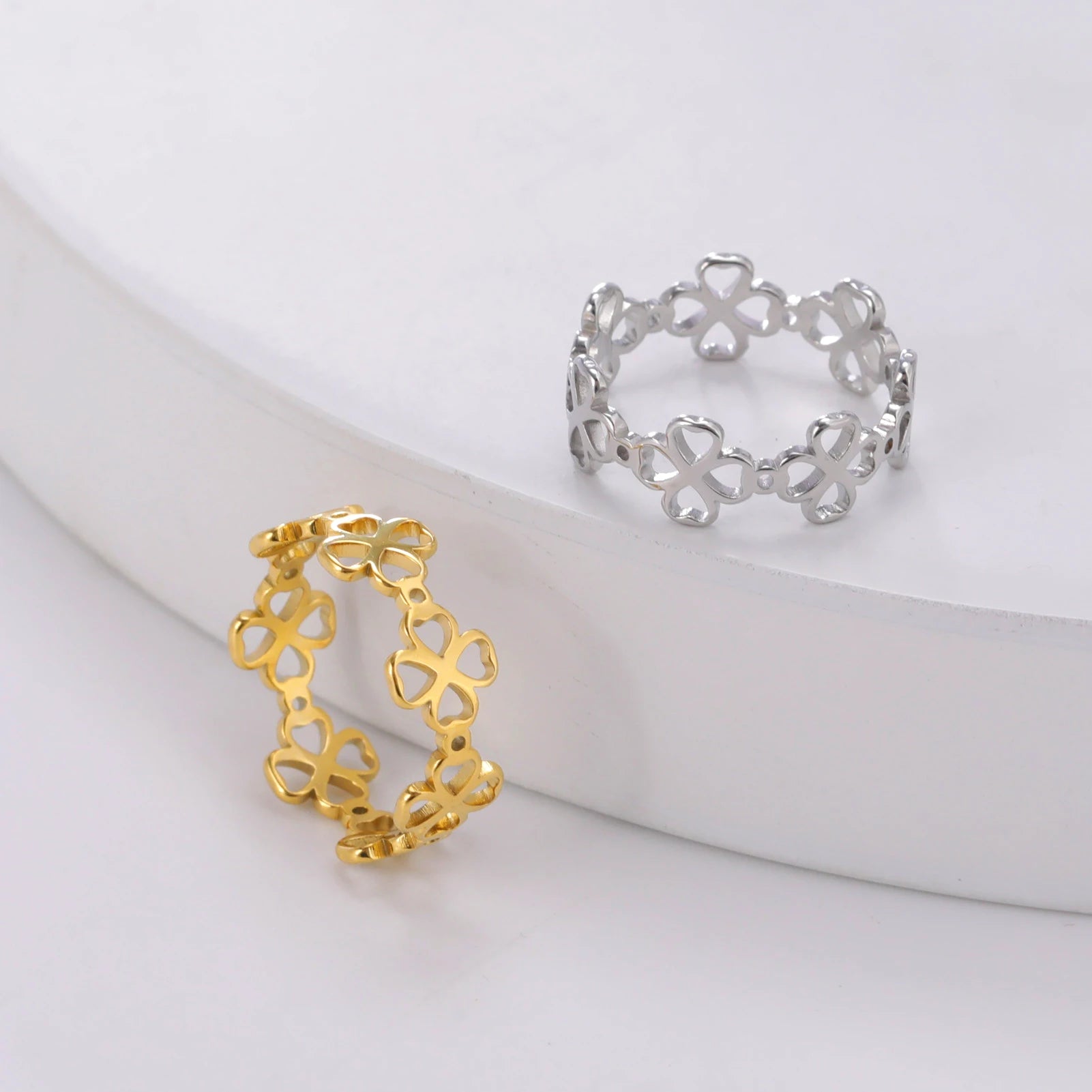 Δαχτυλίδι Ρετρό με Τετράφυλλα Τριφύλλια για Γυναίκες χρυσό