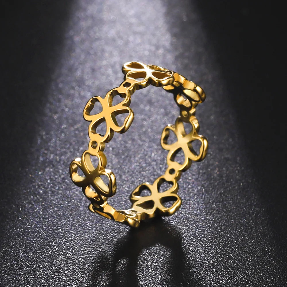 Δαχτυλίδι Ρετρό με Τετράφυλλα Τριφύλλια για Γυναίκες χρυσό