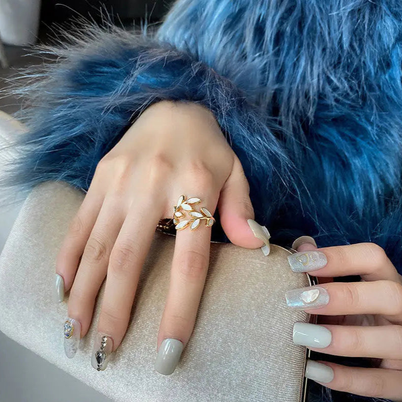 Δαχτυλίδι Ρετρό Φύλλο Δάφνης με Ζιρκόν