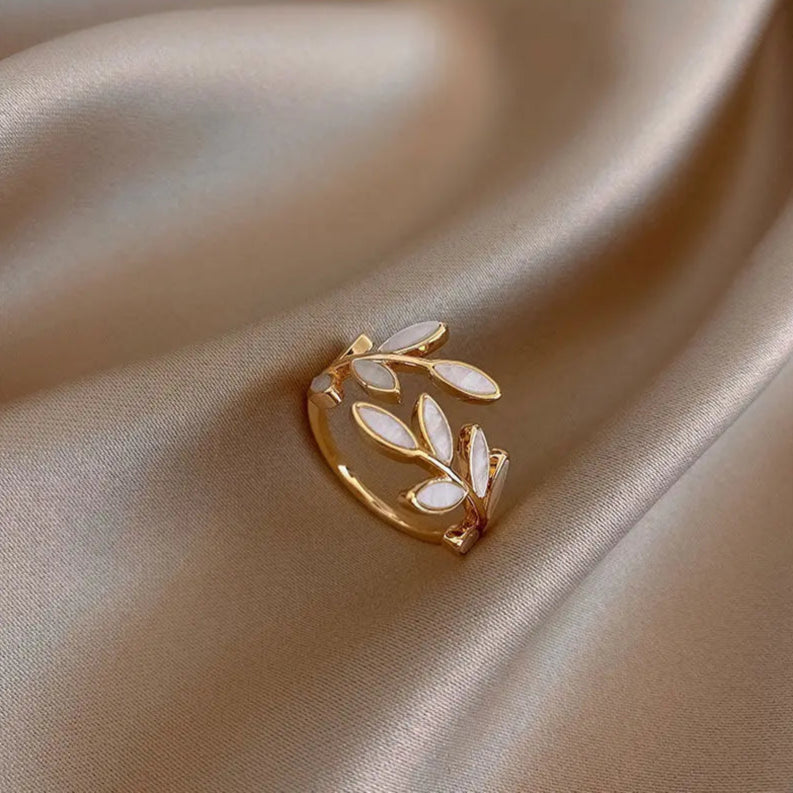 Δαχτυλίδι Ρετρό Φύλλο Δάφνης με Ζιρκόν