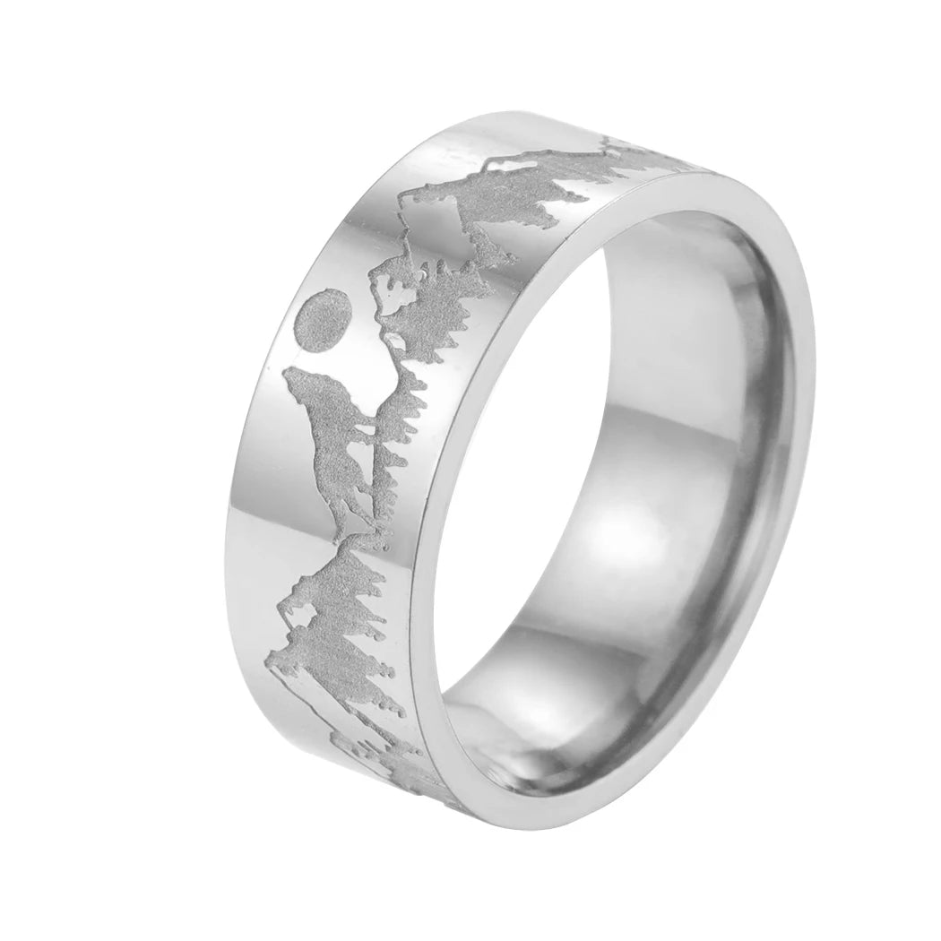 Δαχτυλίδι Ρετρό Βουνά Λέων και Ήλιος ασήμι