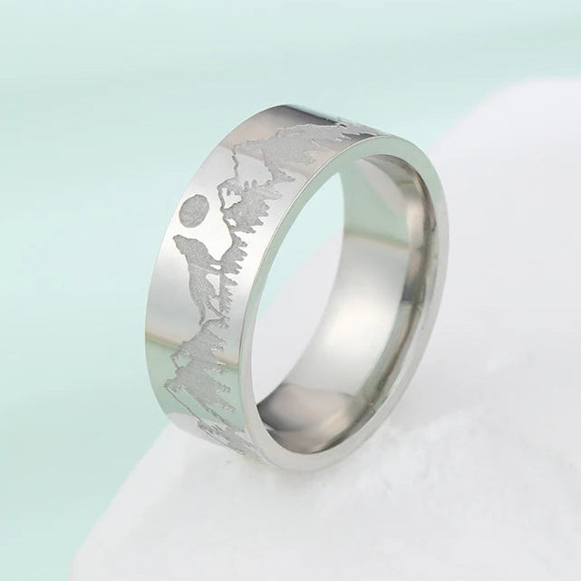 Δαχτυλίδι Ρετρό Βουνά Λέων και Ήλιος ασήμι