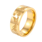 Δαχτυλίδι Ρετρό Βουνά Λέων και Ήλιος χρυσό