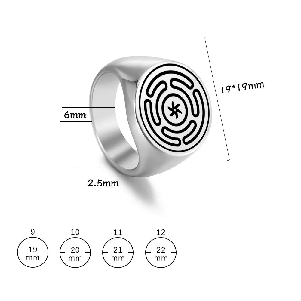 Δαχτυλίδι Τροχός της Εκάτης Στροφάλος Μαγεία Wiccan ασήμι