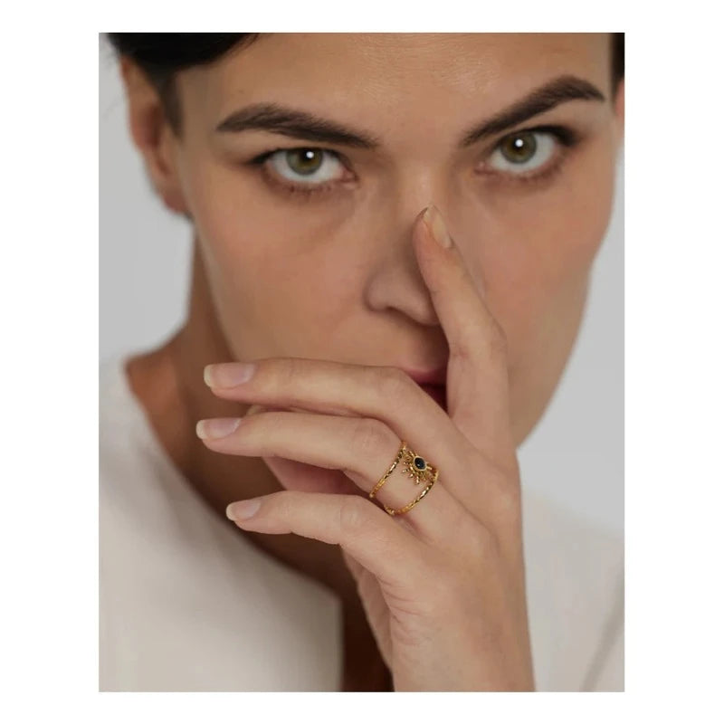 Δαχτυλίδι Ήλιος με Μαύρη Πέτρα