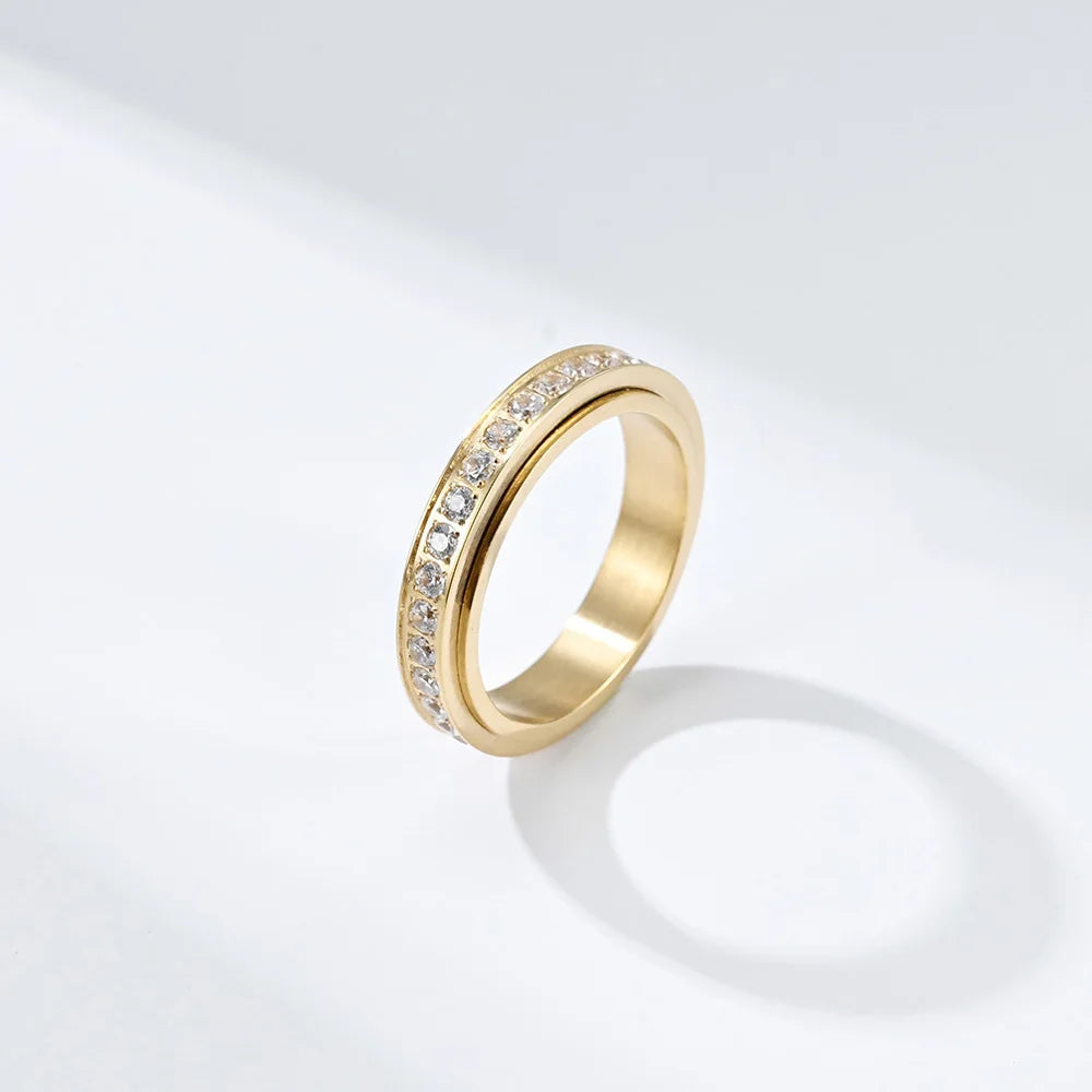 Δαχτυλίδι Περιστρεφόμενο Αντι-Στρες με Ζιρκόν 