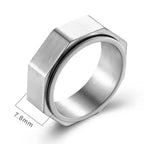 Bague unisexe anti-stress rotative hexagonale