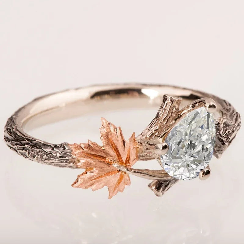 Bague Vintage avec Feuille d'Automne