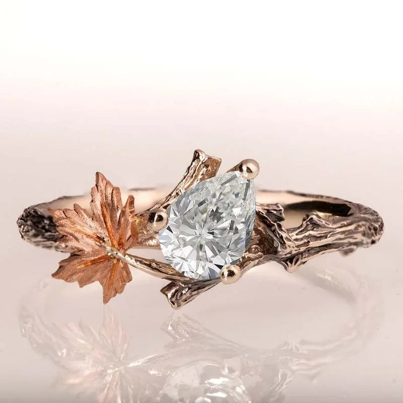 Bague Vintage avec Feuille d'Automne