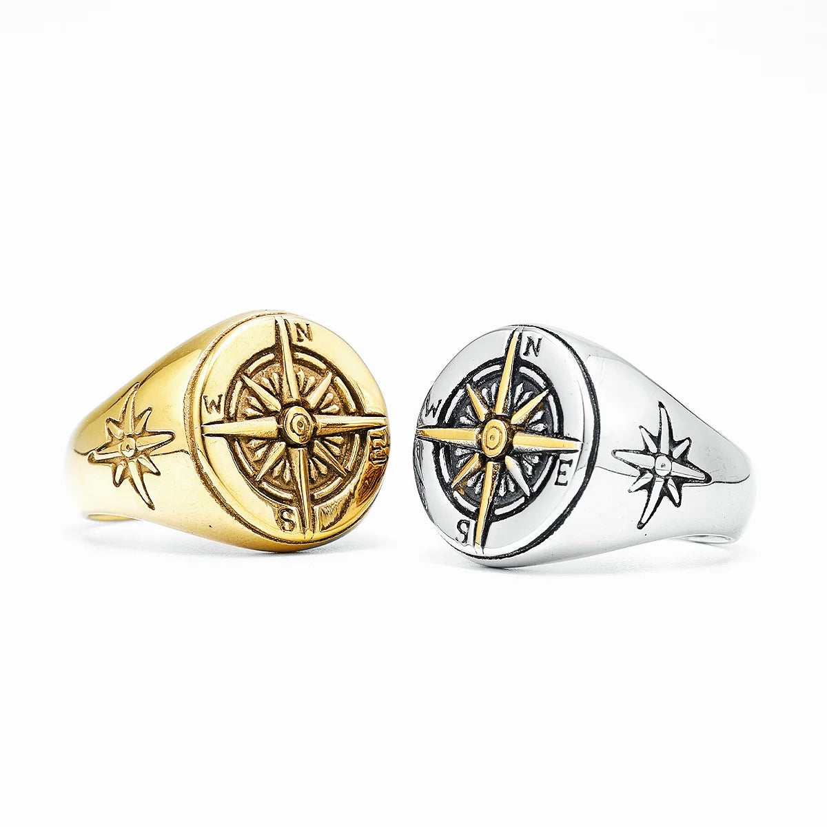 Δαχτυλίδι Vintage Πυξίδα Ρόδο των Ανέμων για Άντρες ασημί και χρυσό