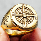 Δαχτυλίδι Vintage Πυξίδα Ρόδο των Ανέμων για Άντρες χρυσό