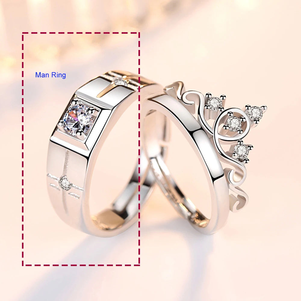 Bagues pour Couples Anneau Reine et Zircon homme