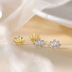 Σκουλαρίκια καρφωτά Λουλούδι Λωτού Γυναικεία ασημί