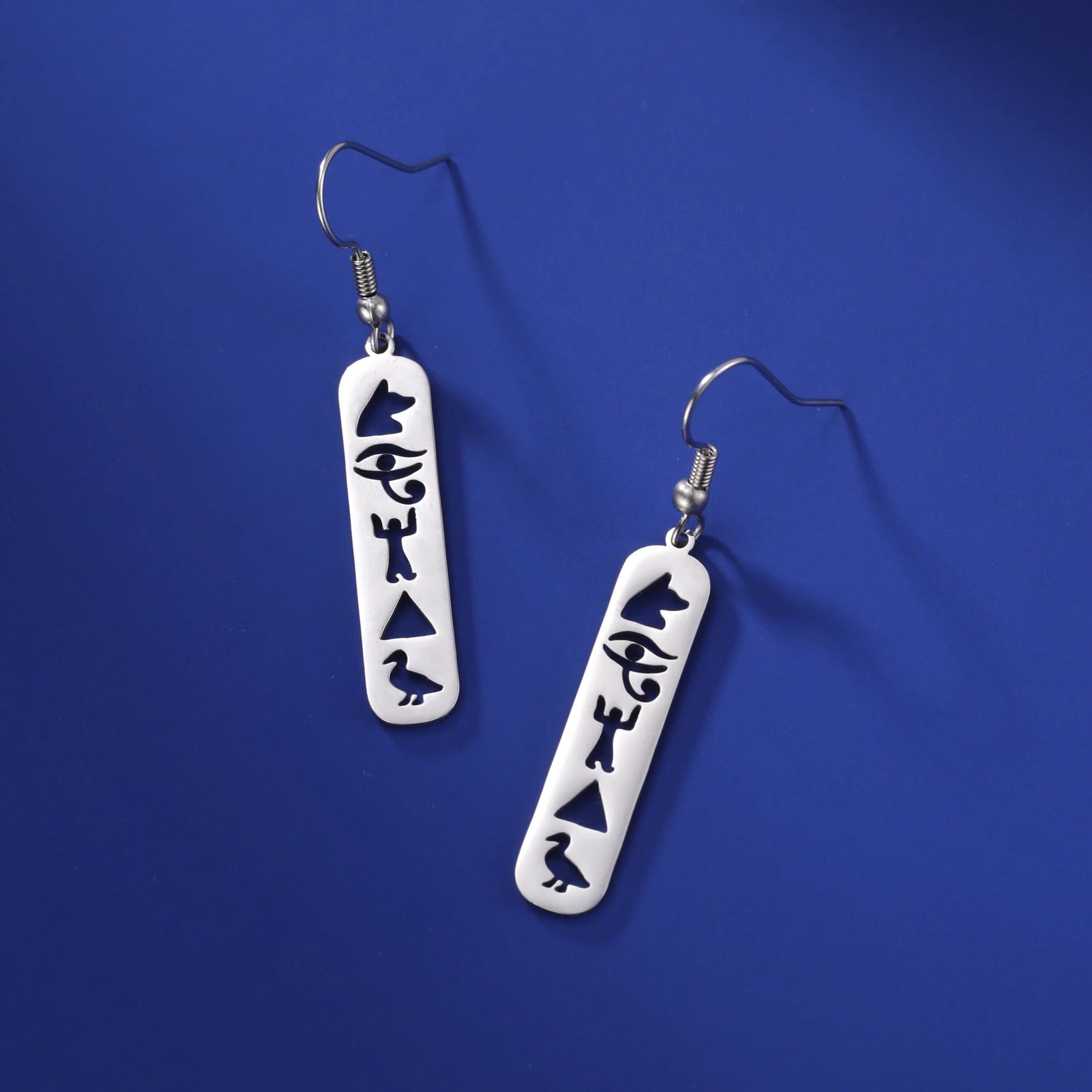 Σκουλαρίκια Κάρτουτς Ιερογλυφικά Αίγυπτος ασήμι στυλ Β