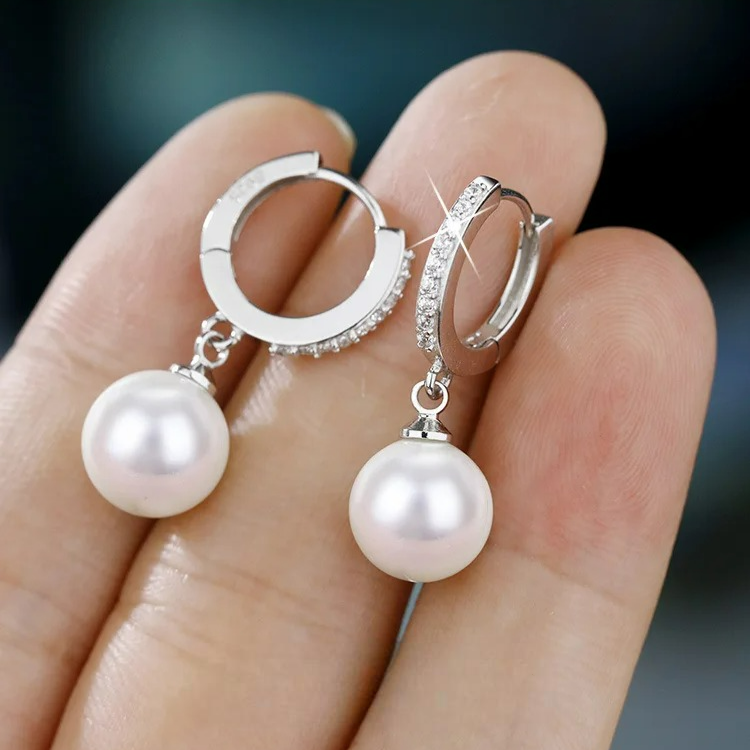 Κλασικά Σκουλαρίκια με Μαργαριτάρι και Ζιρκόν