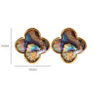 Σκουλαρίκια καρφίτσα με τετράφυλλο τριφύλλι από φυσική πέτρα