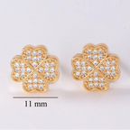 Σκουλαρίκια καρφάκια με τετράφυλλο τριφύλλι από ζιρκόν