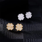 Σκουλαρίκια καρφάκια με τετράφυλλο τριφύλλι από ζιρκόν χρυσό