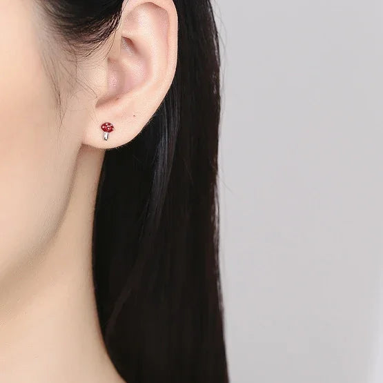 Σκουλαρίκια καρφάκια μανιτάρι ασημένια